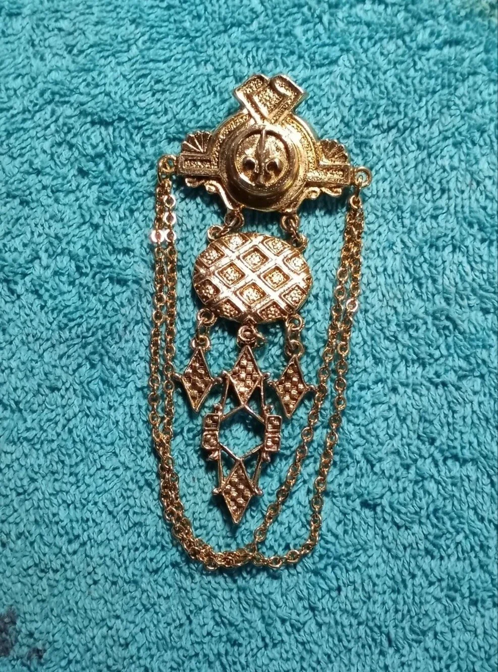Gold-Tone Multi-Drop Statement Brooch Necklace - Women Jewelry